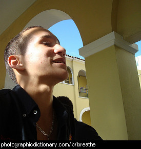 Photo of a man breathing